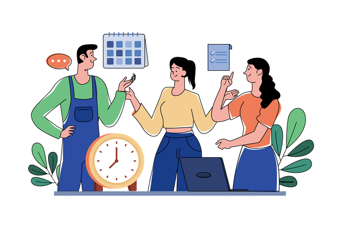 People making schedule together  Illustration