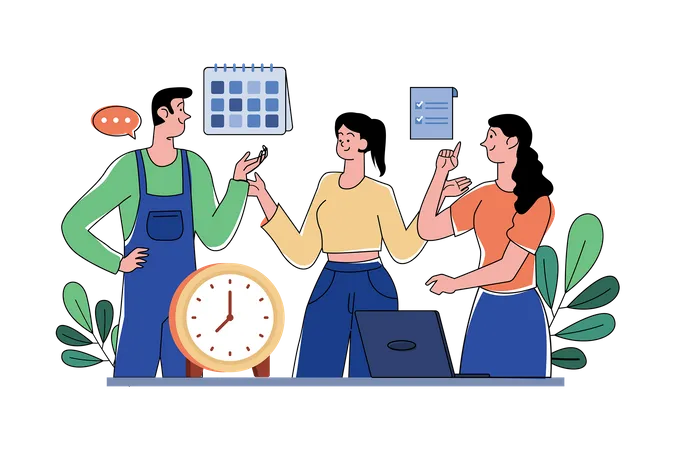 People making schedule together  Illustration