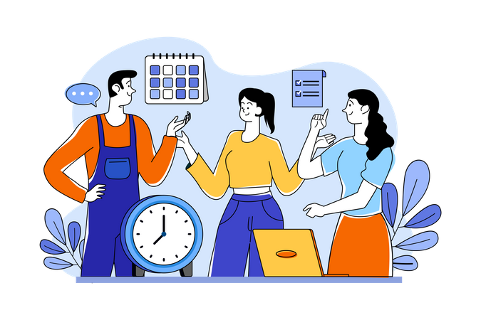 People making schedule together  Illustration