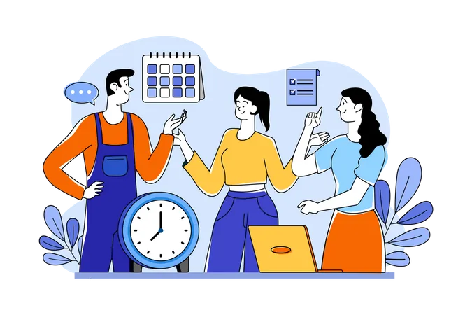 People making schedule together  Illustration