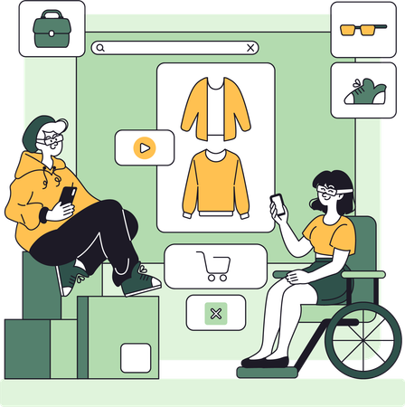 People making sustainable purchases  Illustration