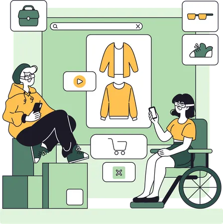 People making sustainable purchases  Illustration