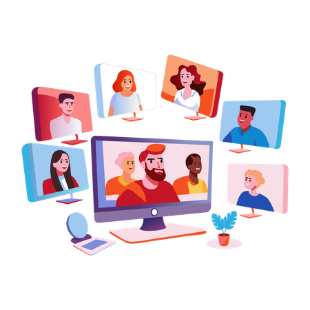 People making virtual friends  Illustration