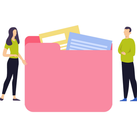 People manage file folder  Illustration