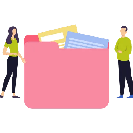 People manage file folder  Illustration