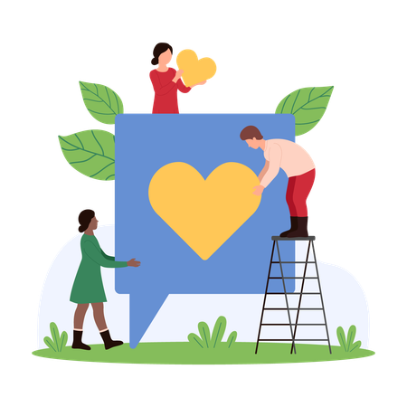 People managing customer feedback  Illustration