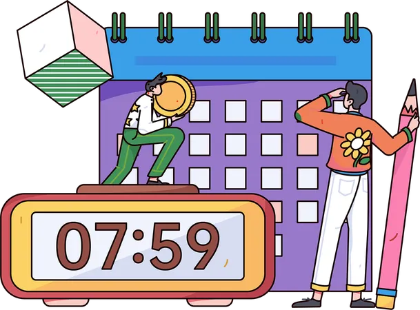 People managing time for meeting  Illustration