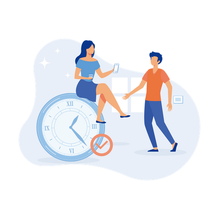 People managing work tasks and deadline time  Illustration