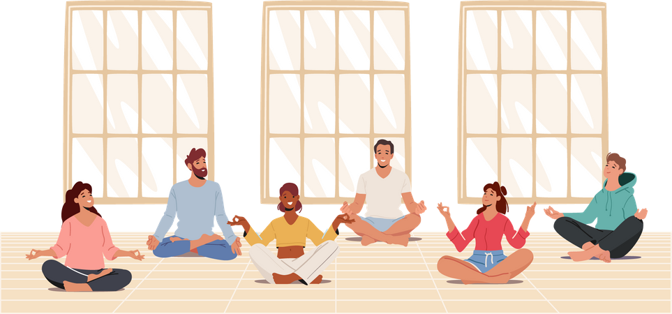 People Meditating  Illustration