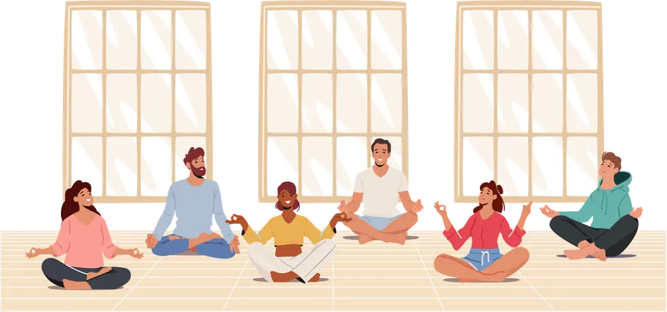 People Meditating  Illustration