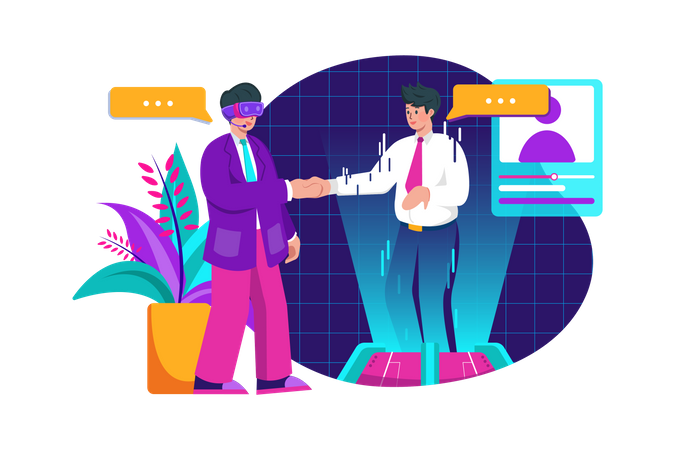 People meeting in metaverse  Illustration