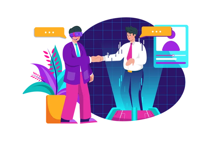 People meeting in metaverse  Illustration