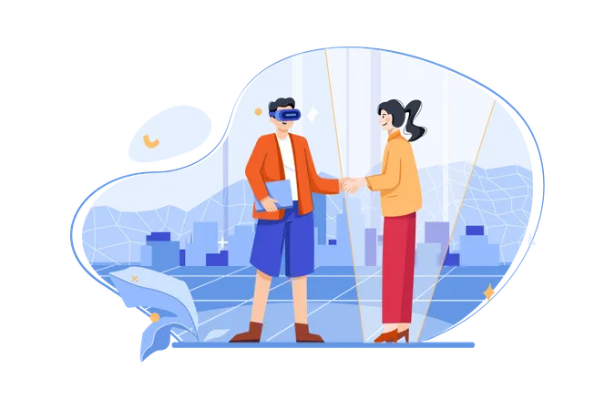 People meeting in metaverse  Illustration