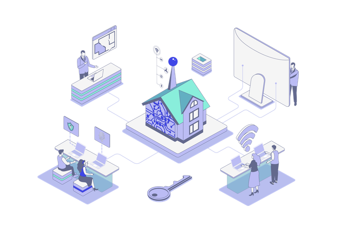 People monitoring security system  Illustration