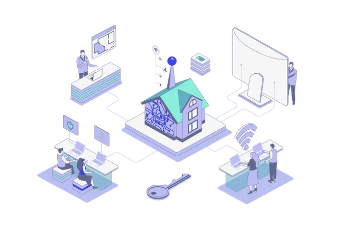 People monitoring security system  Illustration