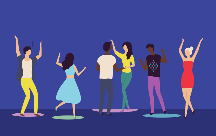 People Moving on Dance Floor  Illustration