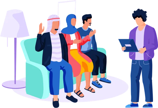 People of arab nationality give interviews  Illustration