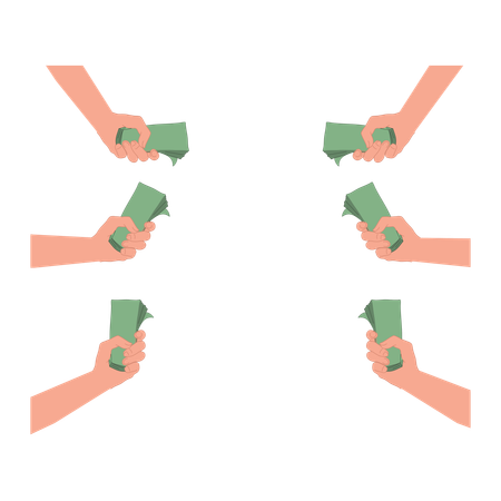 People offering bribery money to each other  Illustration