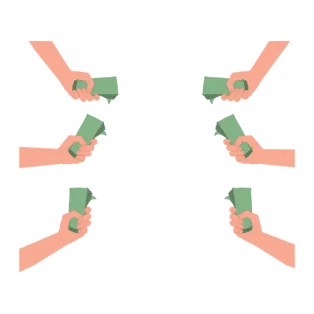 People offering bribery money to each other  Illustration