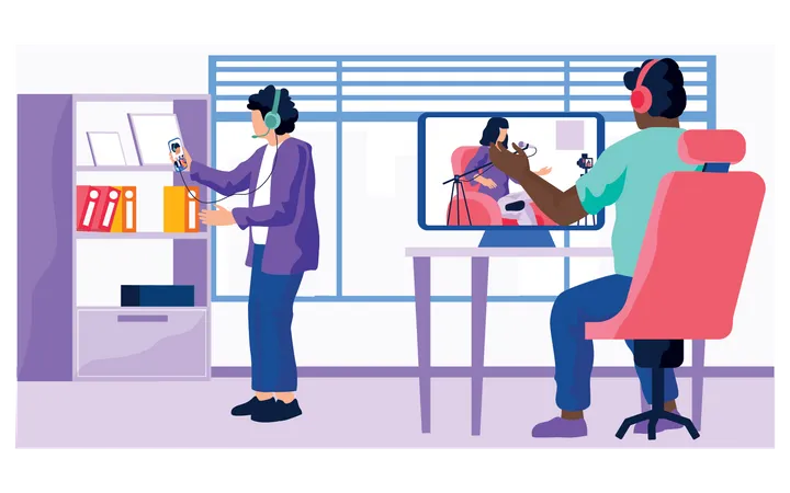 People on a video call  Illustration