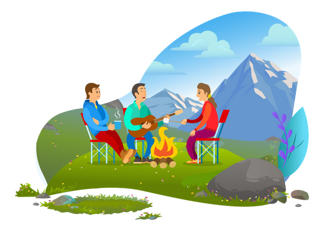 People on adventure camp  Illustration