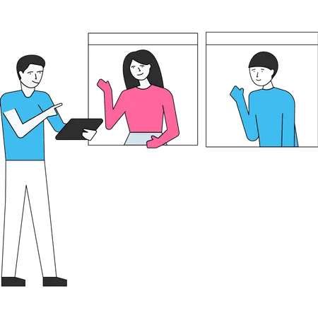 People on an online video conference Illustration