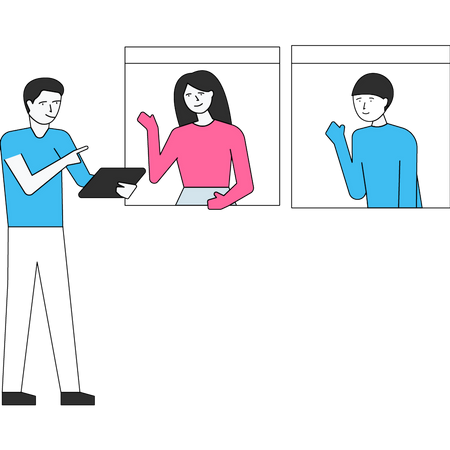 People on an online video conference  Illustration