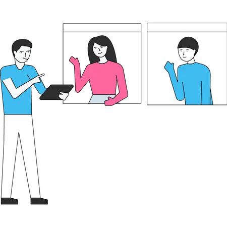 People on an online video conference  Illustration