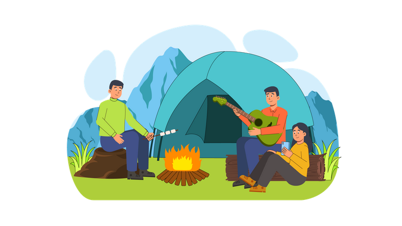 People on camping  Illustration