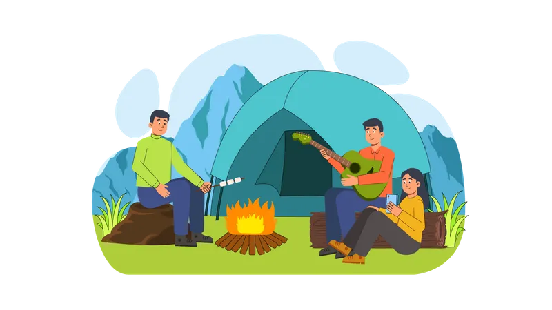People on camping  Illustration