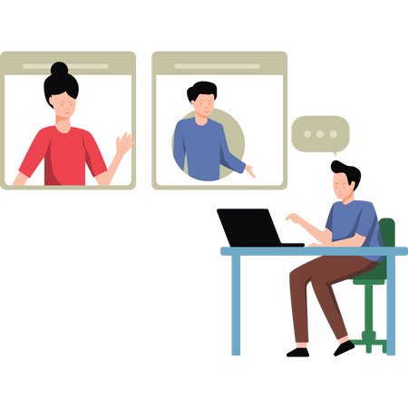 People on conference call for meeting Illustration