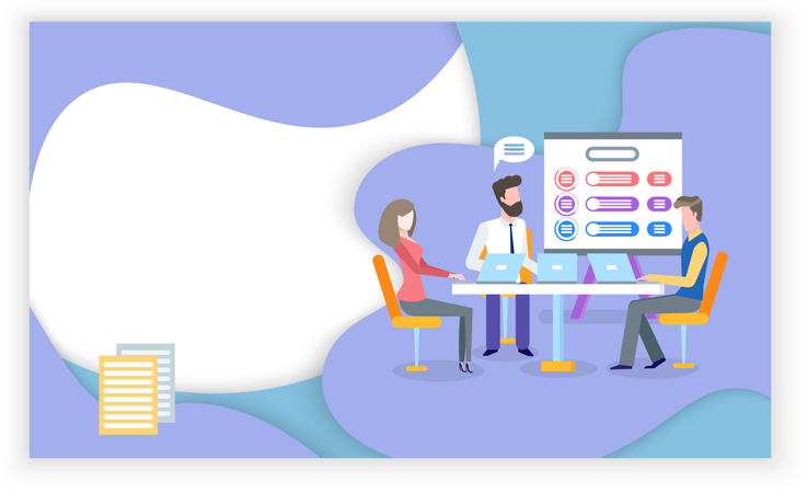 People on conference planning steps  Illustration