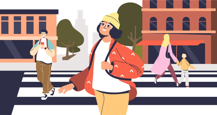 People on crosswalk  Illustration