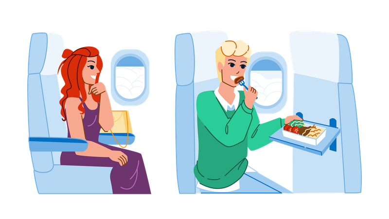 People on plane  Illustration