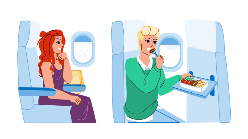 People Plane Vector Travel Flight Man Woman Airplane Trip Business Person People Plane Character People Flat Cartoon Illustration Illustration