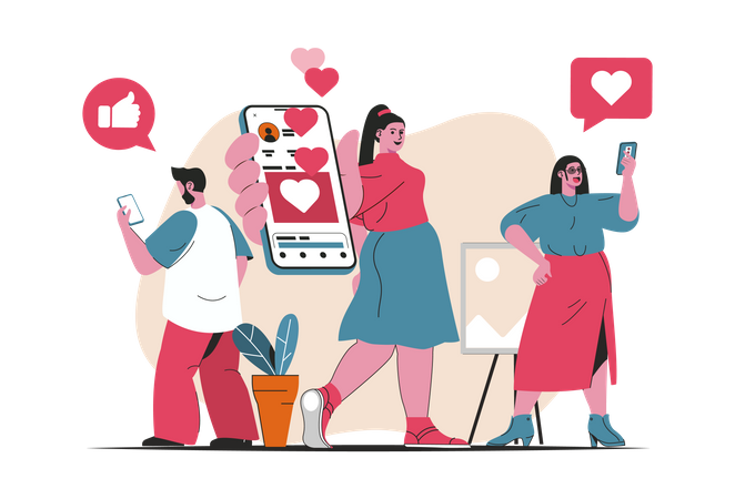 People on social media network  Illustration