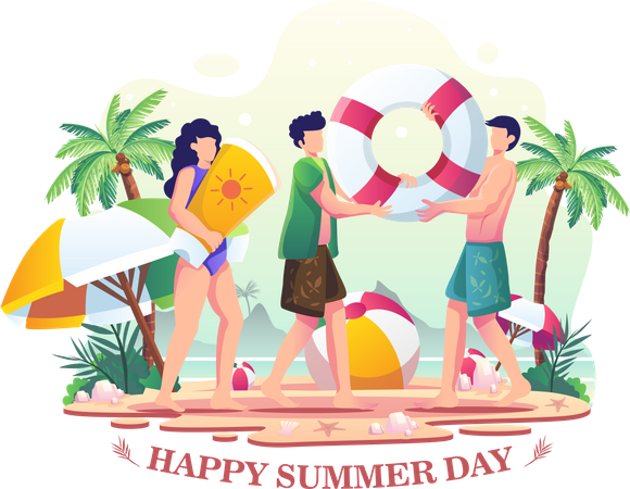 People on summer vacation  Illustration