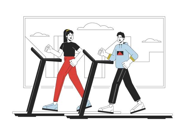 People on treadmill  Illustration