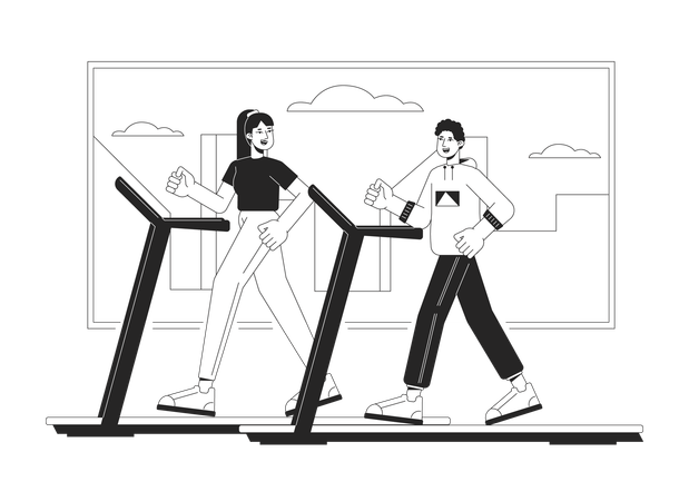 People on treadmill  Illustration