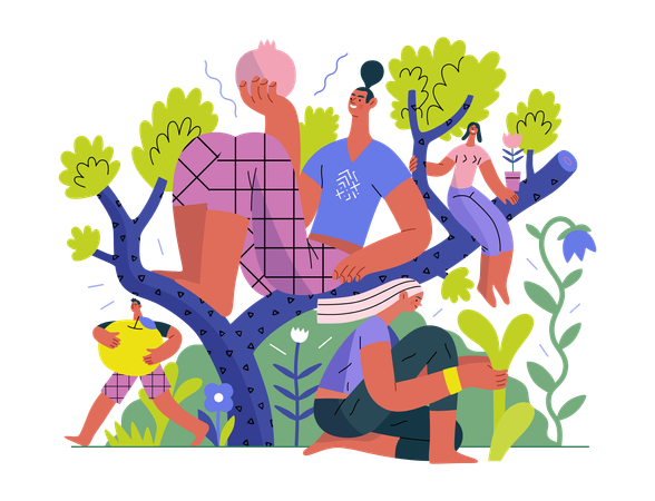 People on tree  Illustration