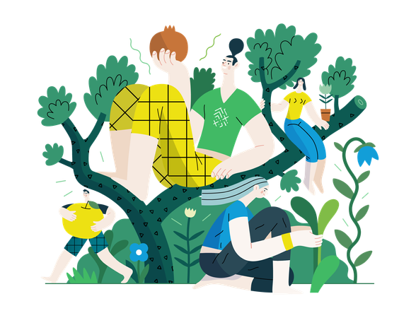 People on tree  Illustration