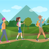 illustration for friends mountain trekker