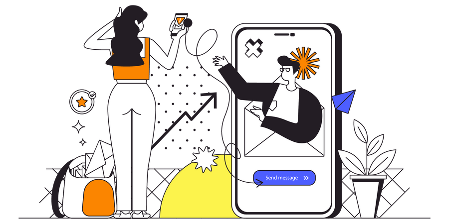 People online correspondence in app  Illustration