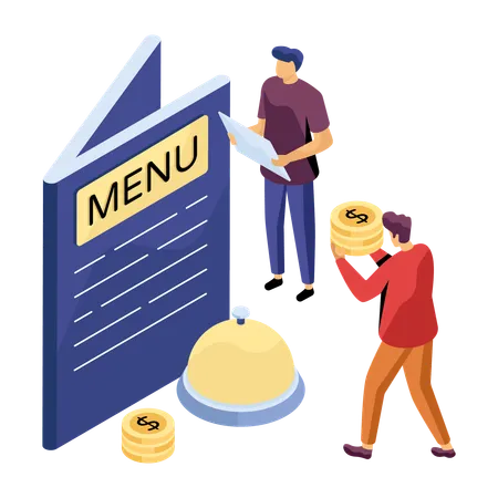 People ordering food from menu card  Illustration