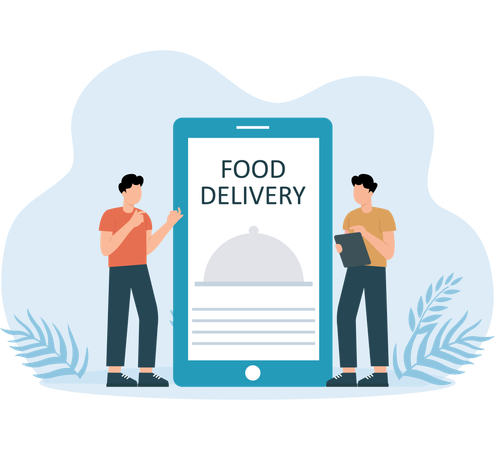 People ordering online food  Illustration