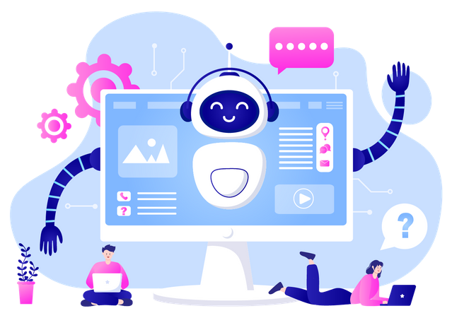 People organize things using bot  Illustration