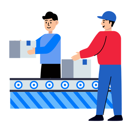 People Packing Cargo  Illustration