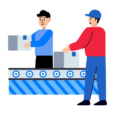 People Packing Cargo  Illustration