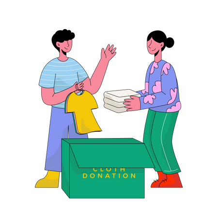 People Packing Cloths For Charity  Illustration