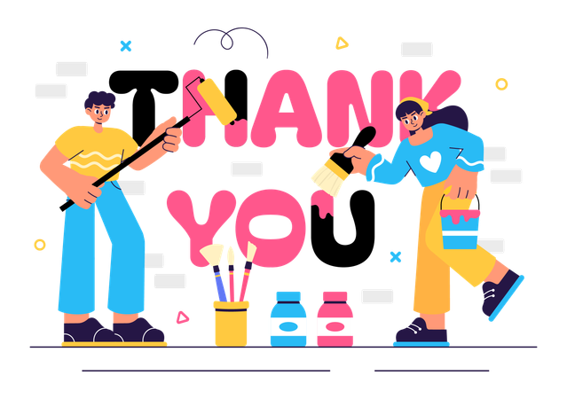 People painting thank you  Illustration